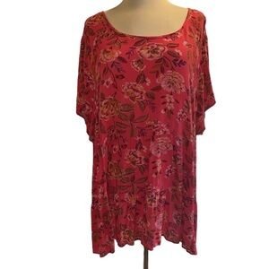 Torrid blouse scoop neckline short sleeve keyhole opening floral Sz 3 3XL 22/24